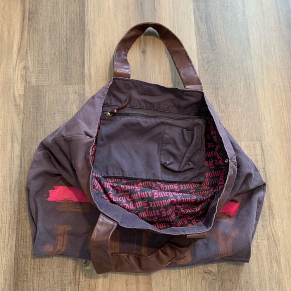 Vintage Juicy Couture Tote Canvas Brown Leather - Picture 3 of 3